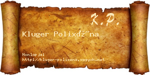 Kluger Polixéna névjegykártya